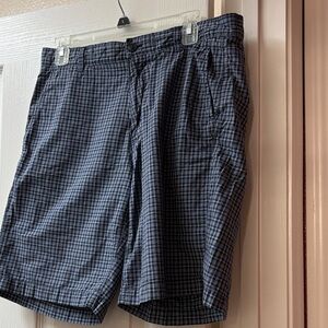 Men's Checkered Shorts - Navy, Light Blue and White. 100% Cotton.